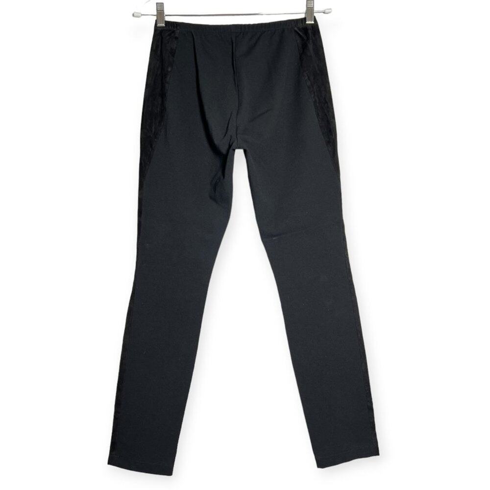 Lafayette 148 Suede Front Stretch Skinny Pant SIZE S Black Ponte Back Legging - Picture 2 of 11